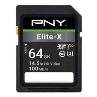 PNY 64GB Elite-X SDXC Class 10 / U3 / V30 Flash Memory Card