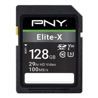 PNY 128GB Elite-X SDXC Class 10 / UHS-3 / V30 Flash Memory Card with Adapter