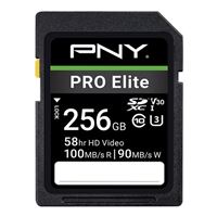 PNY 256GB Pro Elite SDXC Class 10 / U3 / V30 Flash Memory Card