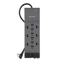 Belkin 3,940J 12-Outlet Surge Protector with Phone/Coax Protection 8 ft. - Gray