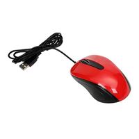 Inland USB wired optical mouse, 1000/1600/2000 DPI selectable, Three buttons, 1.5M cable, WIN7/8/10 and MAC OS - Red