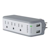 Belkin 3-Outlet Mini Surge Protector with Dual USB Ports (2.1 AMP)