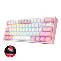 Redragon K617 Fizz 60% Compact RGB Wired Mechanical Keyboard, 61 Keys TKL - White/ Pink- Red Switch