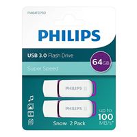 Philips 64GB Snow Edition USB 3.1 (Gen 1) Flash Drive - 2 Pack Purple
