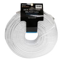 Inland 300 Ft 100 Meters 4K 5MP Pre-Made 2-in-1 20 Gauge Copper Wire for Clear Video and 18 Gauge Copper Wires for Power Extension for Analog Security Systems CCTV Surveillance DVR Recorder with BNC Connectors RCA Adapters and Cable Clips (White) UL certificate