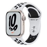 Apple Watch Nike Series 7 GPS, 41mm Starlight Aluminum Case with Pure Platinum/Black Nike Sport Band - Regular