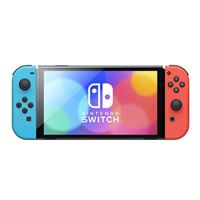 Nintendo Switch OLED Model with Neon and Blue Controllers