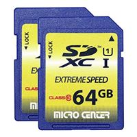 Micro Center 64GB SD Card UHS-I Class 10 SDXC Flash Memory Card - 2 Pack