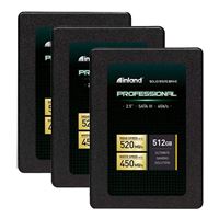 Inland Professional 512GB SSD 3D TLC NAND SATA III 6Gb/s 2.5" Internal Solid State Drive - 3 Pack