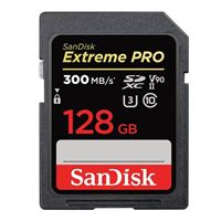 SanDisk 128GB Extreme Pro SDHC UHS-II Flash Memory Card with Adapter