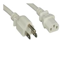 Micro Connectors NEMA 5-15P to IEC-320 C13  Universal AC Power Cord 6 ft - White