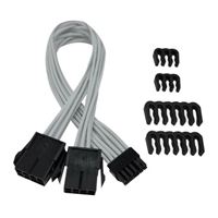 Micro Connectors Premium Sleeved 12-Pin to Dual 8-Pin PCIe GPU Power Extension Cable (White)