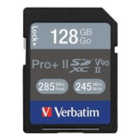 Verbatim 128GB Pro II Plus 1900X SDXC Class 10 / UHS-II Flash Memory Card with Adapter