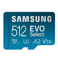 Samsung 512GB EVO Select + microSDXC Class 10 / UHS-I Flash Memory Card with Adapter