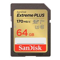 SanDisk 64GB Extreme PLUS SDXC Class 10 USH-3 V30 Flash Memory Card