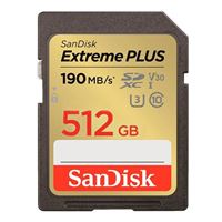 SanDisk 512GB Extreme PLUS SDXC Class 10 USH-3 V30 Flash Memory Card
