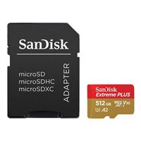 SanDisk 512GB Extreme PLUS microSDXC Class 10 A2 UHS-3 V30 Flash Memory Card with Adapter
