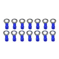 The Best Connection 16-14 AWG 1/4&quot;&quot; Stud Blue Vinyl Insulated Ring Terminal - 14 Pieces