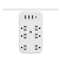 Inland Wall Charger Station Power Strip Shelf - White