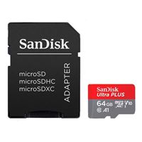 SanDisk 64GB Ultra PLUS MicroSDXC Class 10 / U1 / UHS-1 /  V10 Flash Memory Card with Adapter
