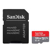 SanDisk 128GB Ultra PLUS MicroSDXC Class 10 / U1 / UHS-1 /  V10 Flash Memory Card with Adapter