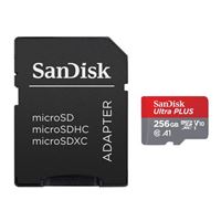 SanDisk 256GB Ultra PLUS MicroSDXC Class 10 / U1 / UHS-1 /  V10 Flash Memory Card with Adapter