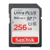 SanDisk 256GB Ultra PLUS SDXC Class 10 / U1 / UHS-1 / V10 Flash Memory Card with Adapter