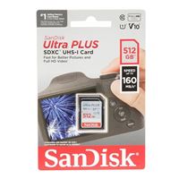 SanDisk 512GB Ultra PLUS SDXC Class 10 / U1 / UHS-1 / V10 Flash Memory Card with Adapter