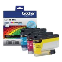 Brother LC406 Standard Yield INKvestment Tank Ink Cartridges 3-Pack