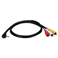QVS 3.5mm Male to RCA Male Composite Video & Stereo Audio Camcorder Cable 6 ft. - Black