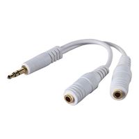 Belkin 3.5mm Male to 2x 3.5mm Female Audio Adapter Splitter Cable 6 in. - White