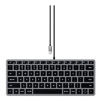 Satechi Slim W1 Wired Backlit Keyboard - Illuminated Keys & Built-in USB-C Connection - Gray