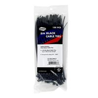  8 Inch Black UV Standard Cable Tie - 100 Pack
