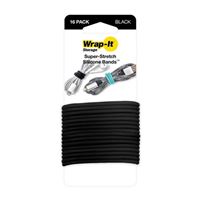 Wrap-It Super Stretch Silicone Bands 16 pack - Black