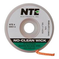 NTE Electronics SW01-5 No-Clean Solder Wick, 3 Green.075&quot; Width, 5' Length