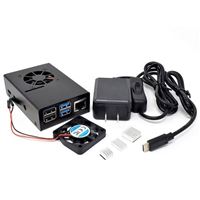 Micro Connectors Aluminum Case Kit with Power Adapter and Fan for Raspberry Pi 4 - Black