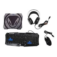 Snakebyte Keyboard and Mouse Combo with Headset, Backlit Keyboard, Wired Gaming Mouse, Lighted Gaming Headset with Microphone Set, 50mm Speaker Driver + Mouse Pad for PC Games