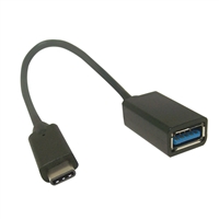 Micro Connectors USB 3.1 (Gen 1 Type-C) Male to USB 3.1 (Gen 1 Type-A) Female Adapter 8 in. - Black