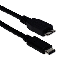 QVS USB 3.1 (Gen 1 Type-C) to Micro-USB (Type-B) Male Sync Cable 3.3 ft. - Black