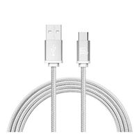 LAX Gadgets USB Type-C to USB 2.0 (Type-A) Braided Charge/ Sync Smartphone Cable 10 ft. - Silver