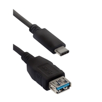 QVS USB 3.1 (Gen 1 Type-C) Male to USB 3.1 (Gen 1 Type-A) Female Adapter Cable 6 in. - Black