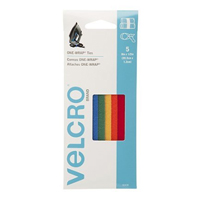 VELCRO 90438 ONE-WRAP 8&quot; x 0.5&quot; Ties - Assorted Colors (5-pack)