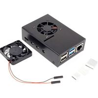 Micro Connectors Aluminum Case with Fan for Raspberry Pi 4 - Black