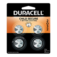 Duracell CR2032 3 Volt Lithium Coin Cell Battery - 4 Pack