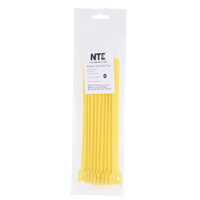 NTE Electronics Hook and Loop Cable Ties 10&quot; Yellow 10 pack