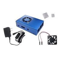 Micro Connectors Aluminum Case Kit with Power Adapter, Fan, HDMI Cable for Raspberry Pi 3 - Blue