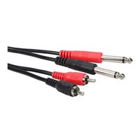 QVS 6ft Dual-RCA Male to Dual-1/4 TS Male Stereo Audio Conversion Cable