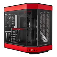 HYTE Y60 Modern Aesthetic Dual Chamber Panoramic Tempered Glass Mid-Tower ATX Computer Gaming Case - Red