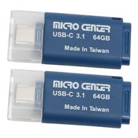 Micro Center 64GB USB Type-C SuperSpeed USB 3.1 (Gen 1) Flash Drive - Blue (2 Pack)