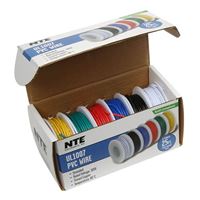 NTE Electronics Wire Assortment Kit UL1007 PVC 18AWG Stranded - 6 Colors - 25 ft Each Color